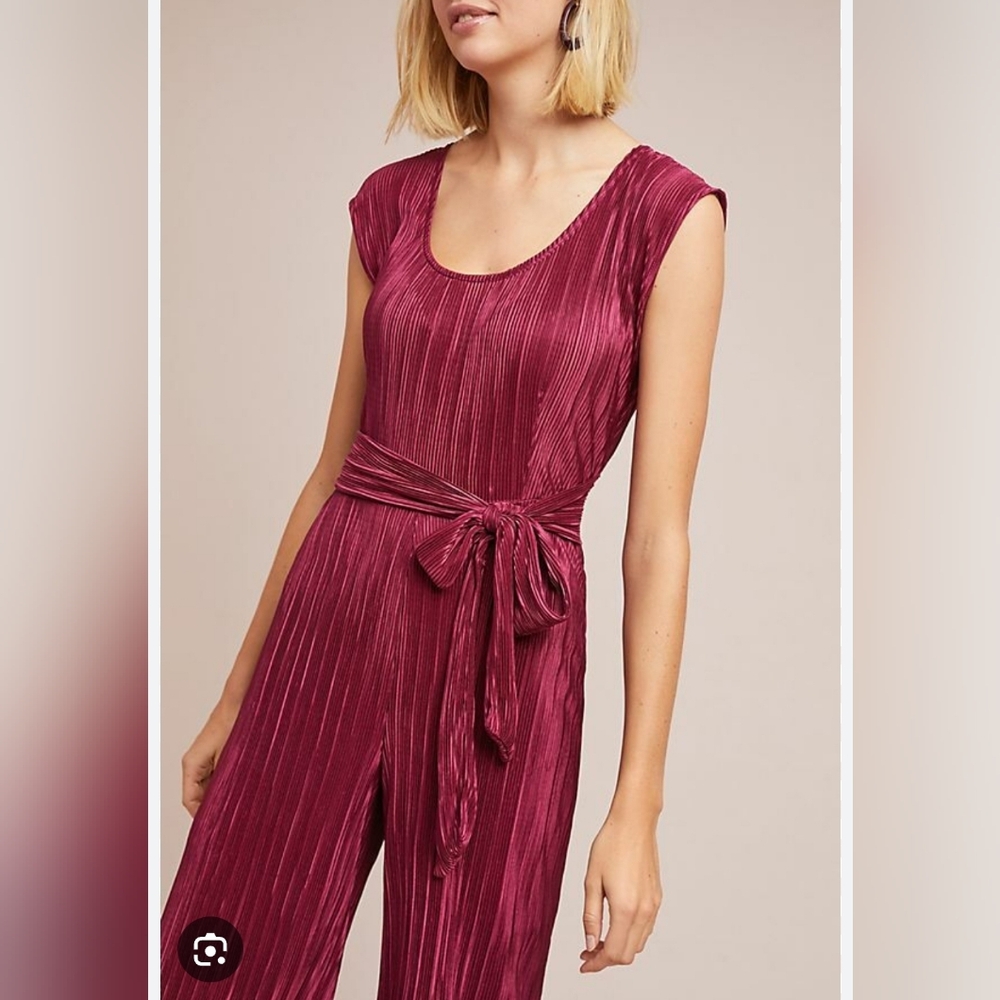 Nwot ANTHROPOLOGIE WINE SONATA JUMPSUIT BY MAEVE SZ 16 Large Xl